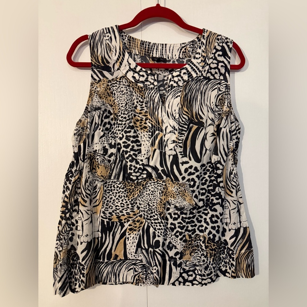 Talbots Animal Print Sleeveless Top  Cotton
